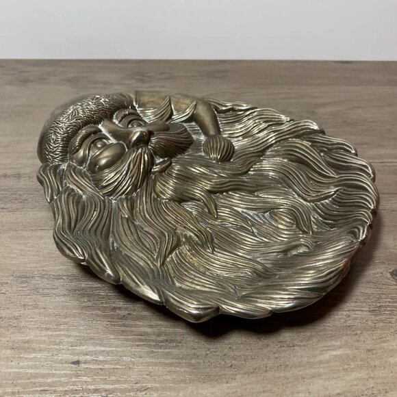 Christmas Santa Candy or Cookie Dish Silver Plated Pewter Holiday Decor - Picture 2 of 4